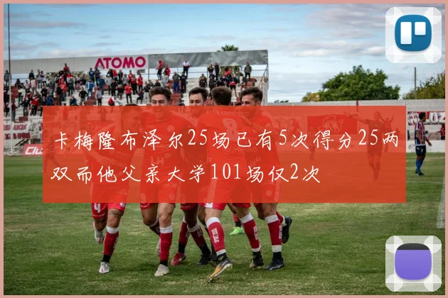 卡梅隆布泽尔25场已有5次得分25两双而他父亲大学101场仅2次